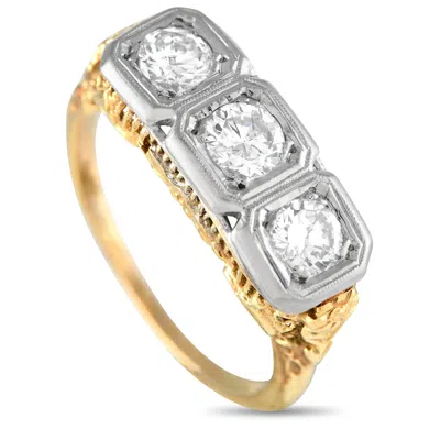 Non Branded Lb Exclusive Antique 14k Yellow Gold And White Gold 1.01ct Diamond Three-stone Ring Mf01-021924