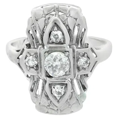 Pre-owned Non Branded Old European Cut 14k White Gold Antique Diamond Ring