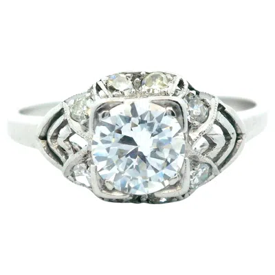 Pre-owned Non Branded Platinum Art Deco Diamond Engagement Ring In Multi