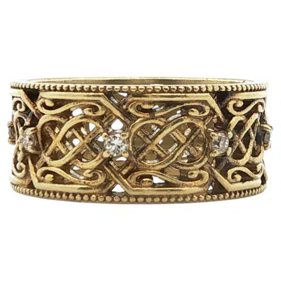 Pre-owned Non Branded Vintage Handmade 14k Yellow Gold Natural Diamond Band