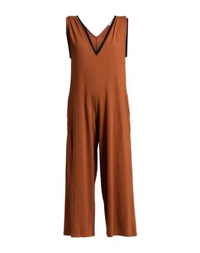 No-nà Woman Jumpsuit Brown Size L Cotton, Elastane
