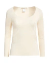 No-nà Woman T-shirt Cream Size M/l Viscose, Polyamide In White