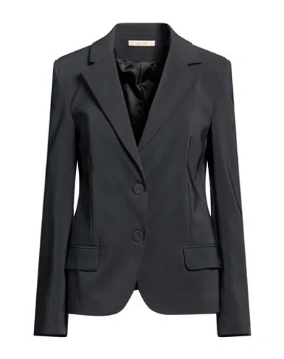 No-nà Woman Blazer Charcoal Size L Polyester, Elastane In Black