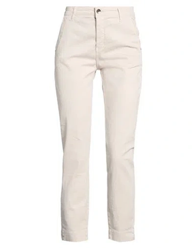 No-nà Woman Pants Beige Size 12 Cotton, Elastane In White