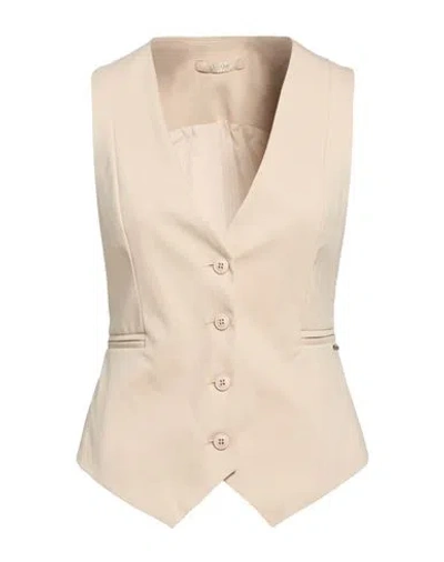 No-nà Woman Tailored Vest Beige Size S Cotton, Polyamide, Elastane