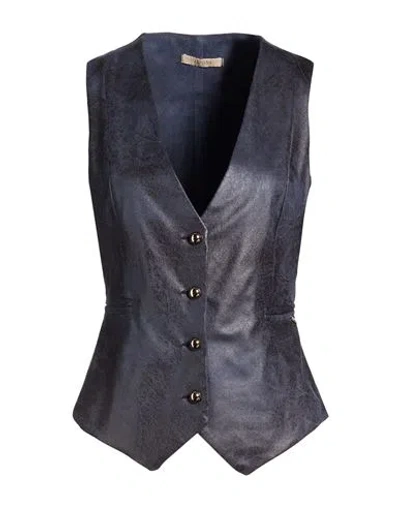 No-nà Woman Tailored Vest Navy Size S Polyester, Elastane In Blue