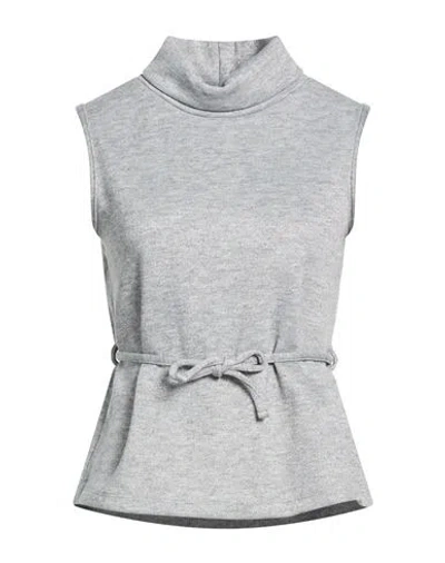 No-nà Woman Turtleneck Light Grey Size M Polyester, Viscose, Metallic Fiber, Elastane In Gray