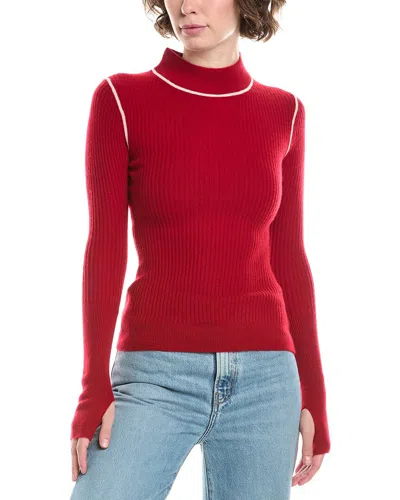Noname Fine Rib Mock Neck Cashmere Sweater In Red