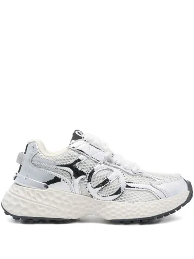 Noname Silver And White Sneakers With Mesh Panels