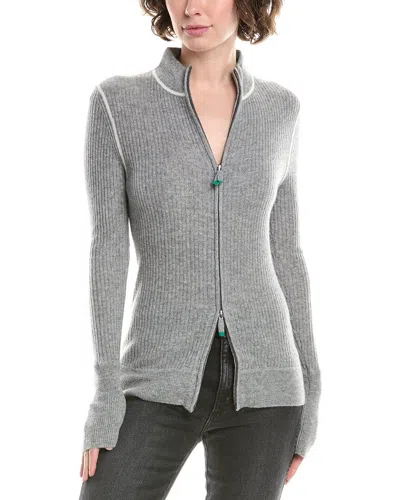 Noname Zip Cashmere Cardigan In Gray