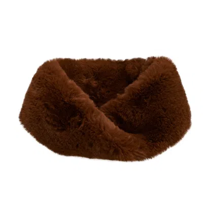 N'onat Women's Alexa Faux Fur Collar Round Scarf & Cuff Set In Brown