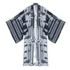 N'onat Women's Black / White Modern Geometric Design Kimono In Black & White