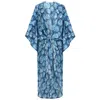 N'onat Women's Blue / White Dolce Tunic Kaftan With Evil Eye Charm In Blue In Blue/white
