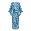 N'onat Women's Blue / White River Kaftan Tunic In Blue With Evil Eye Charm