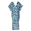 N'onat Women's Blue / White Summer Casual Dress Aqua Print With Evil Eye Charm In Blue In Blue/white