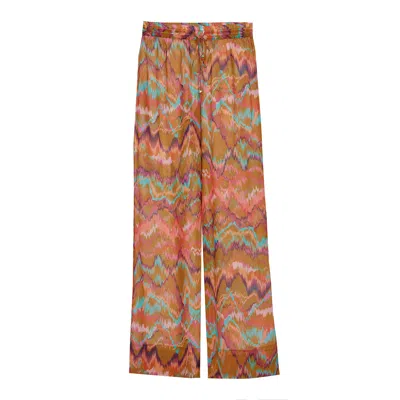 N'onat Women's Chiffon Trousers In Dark Multicolor In Brown