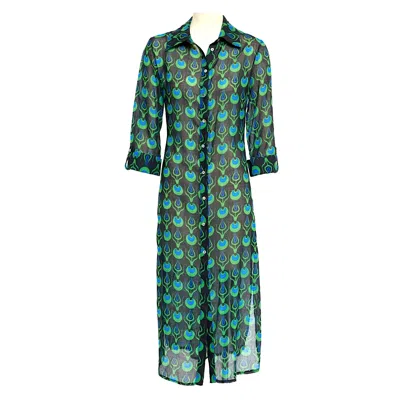 N'onat Women's Linda Long Shirt Dress With Tulip Design In Black