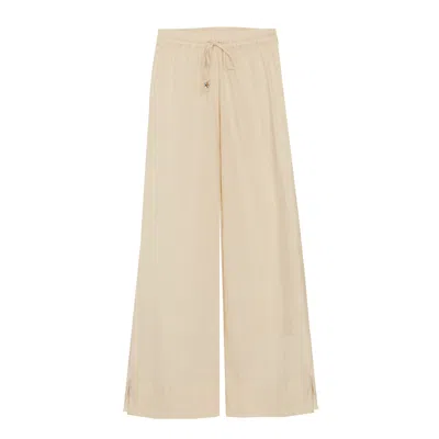 N'onat Women's Neutrals Muslin Crinkled Organic Cotton Pull-on Trousers In Ecru In Pink