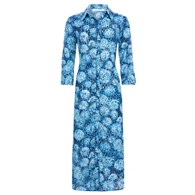 N'onat Women's Ocean Button Down Long Shirt Dress In Blue