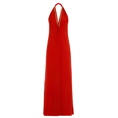 N'onat Women's Sophia Gold Chain Maxi Dress In Red
