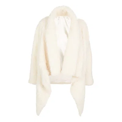 N'onat Women's White Churra Faux Fur Jacket In Ecru