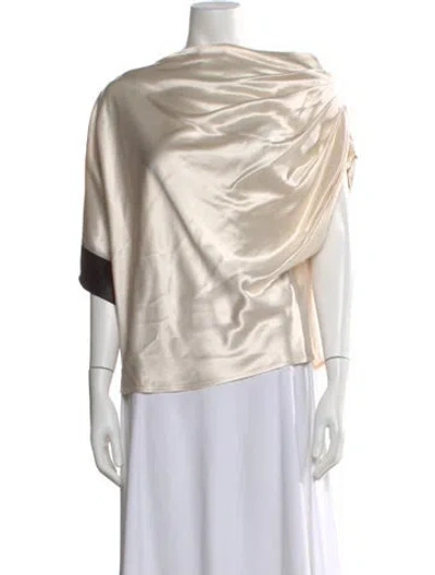 Pre-owned Nonchalant Asymmetrical Short Sleeve Blouse In Neutral