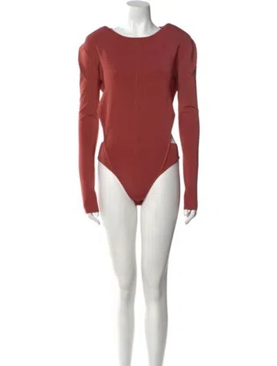 Pre-owned Nonchalant Bateau Neckline Long Sleeve Bodysuit W/ Tags In Red