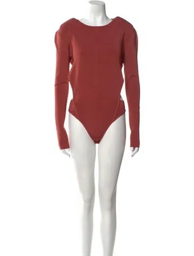 Pre-owned Nonchalant Bateau Neckline Long Sleeve Bodysuit W/ Tags In Red