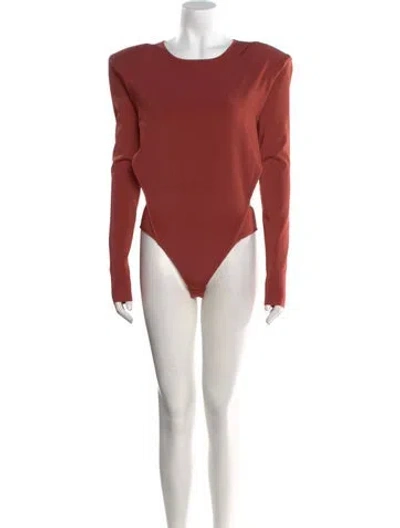 Pre-owned Nonchalant Bateau Neckline Long Sleeve Bodysuit W/ Tags In Red