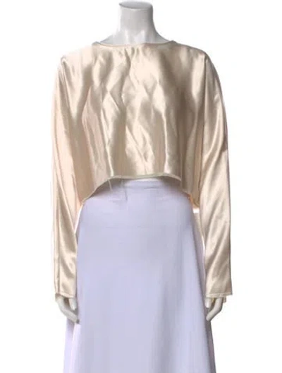 Pre-owned Nonchalant Bateau Neckline Long Sleeve Crop Top W/ Tags In Neutral