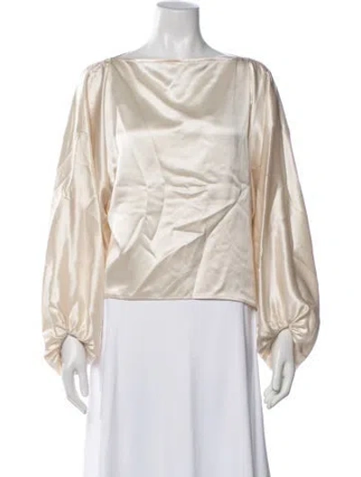 Pre-owned Nonchalant Bateau Neckline Long Sleeve Top In Neutrals