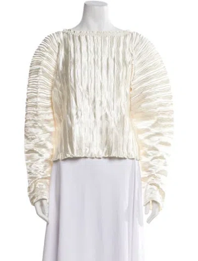 Pre-owned Nonchalant Bateau Neckline Long Sleeve Top W/ Tags In Neutral