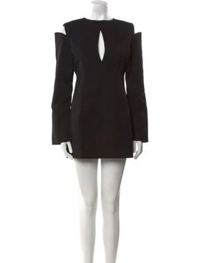 Pre-owned Nonchalant Bateau Neckline Mini Dress In Black