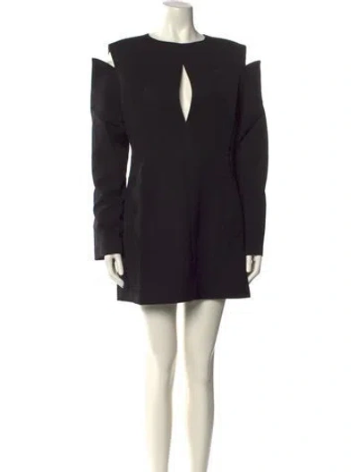 Pre-owned Nonchalant Bateau Neckline Mini Dress In Black