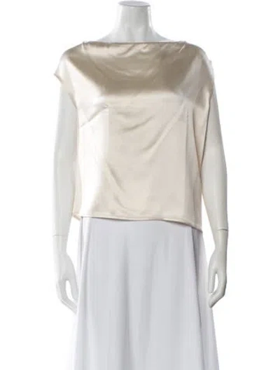 Pre-owned Nonchalant Bateau Neckline Short Sleeve Top In Neutral