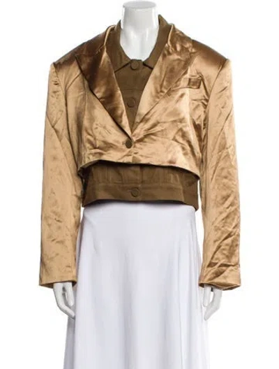 Pre-owned Nonchalant Colorblock Pattern Bolero In Brown