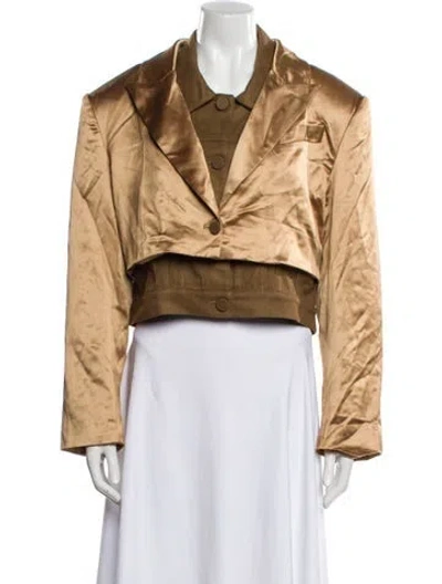 Pre-owned Nonchalant Colorblock Pattern Bolero In Brown