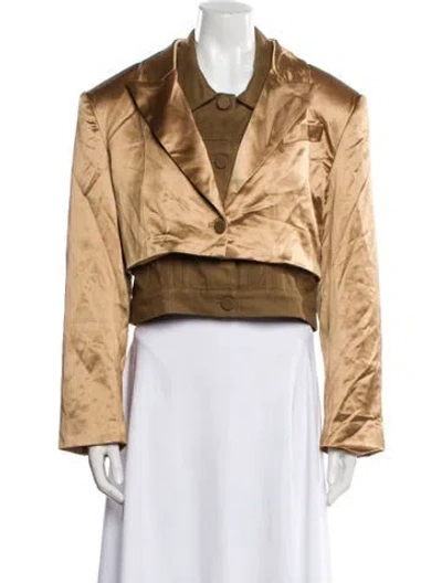 Pre-owned Nonchalant Colorblock Pattern Bolero In Brown