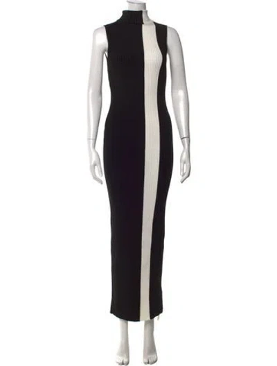 Pre-owned Nonchalant Colorblock Pattern Long Dress W/ Tags In Black