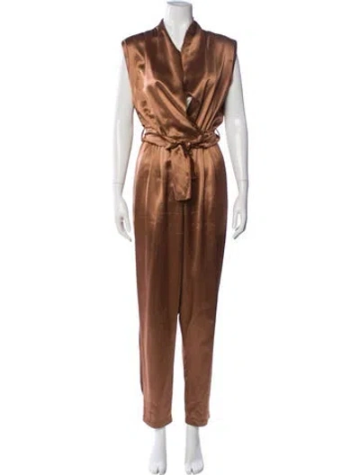 Pre-owned Nonchalant Cowl Neck Jumpsuit In Brown