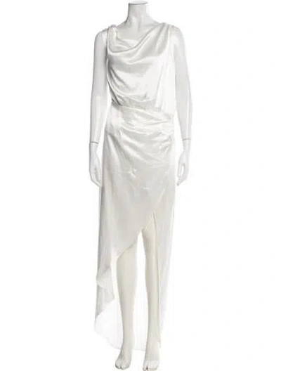 Pre-owned Nonchalant Cowl Neck Long Dress In White