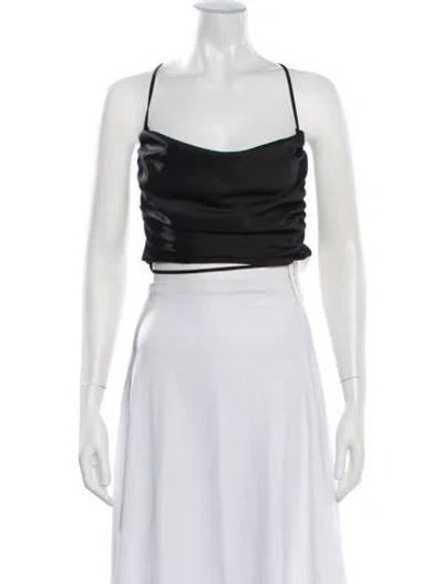 Pre-owned Nonchalant Cowl Neck Sleeveless Crop Top In Black