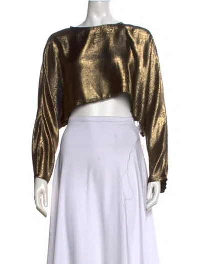 Pre-owned Nonchalant Crew Neck Long Sleeve Crop Top In Multicolor