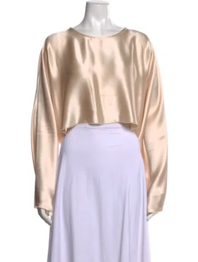 Pre-owned Nonchalant Crew Neck Long Sleeve Crop Top In Neutral