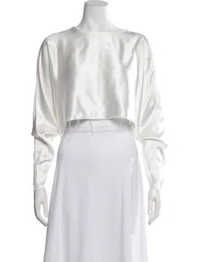 Pre-owned Nonchalant Crew Neck Long Sleeve Crop Top In Neutrals