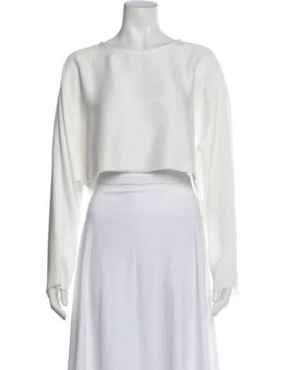 Pre-owned Nonchalant Crew Neck Long Sleeve Crop Top In Neutrals