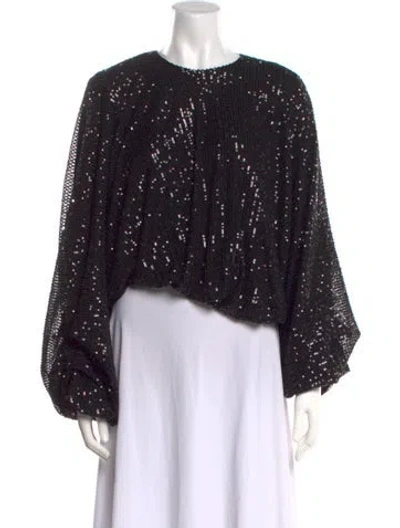 Pre-owned Nonchalant Crew Neck Long Sleeve Crop Top W/ Tags In Black