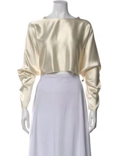 Pre-owned Nonchalant Crew Neck Long Sleeve Crop Top In White
