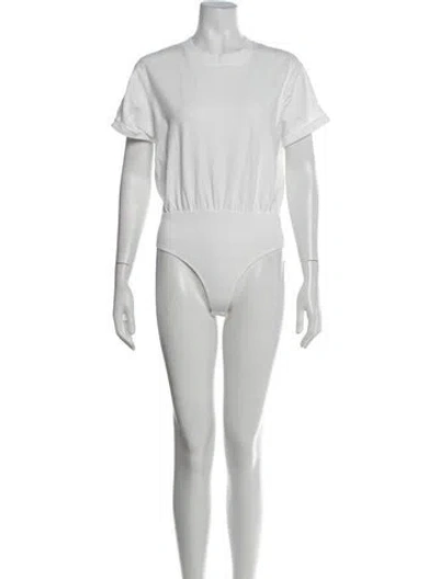 Pre-owned Nonchalant Crew Neck Short Sleeve Bodysuit In White