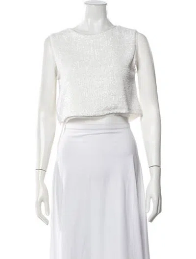 Pre-owned Nonchalant Crew Neck Sleeveless Crop Top In White
